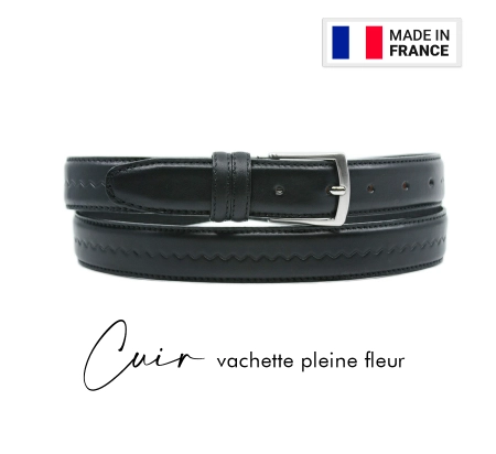 Ceinture homme cuir  embossé "JIMI"  noir