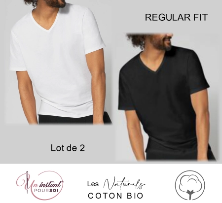 T-Shirt V "Les Naturels" lot de 2 • Noir & Blanc