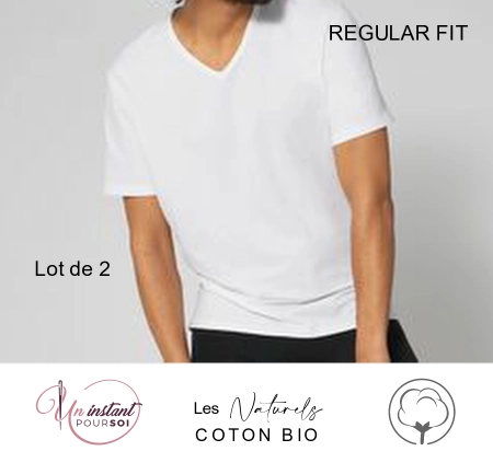 T-Shirt V "Les Naturels" lot de 2 • Blanc