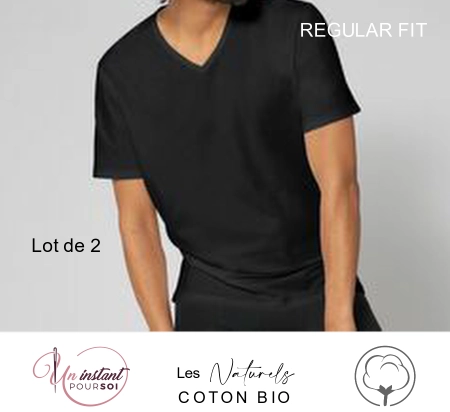 T-Shirt V "Les Naturels" lot de 2 • Noir