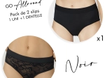 "PRETTY" Noir DUO slips : uni & dentelle