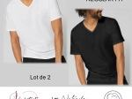 T-Shirt V "Les Naturels" lot de 2 • Noir & Blanc