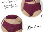 "PRETTY" Bordeaux DUO slips : uni & dentelle