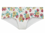 Shorty ELENA  Dentelle fleurie • Ivoire & Turquoise